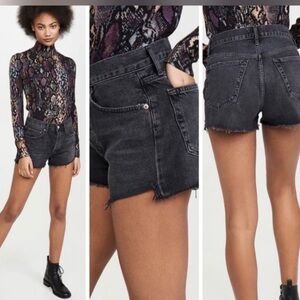 AGOLDE Parker Faded Black Cut Off Denim Shorts